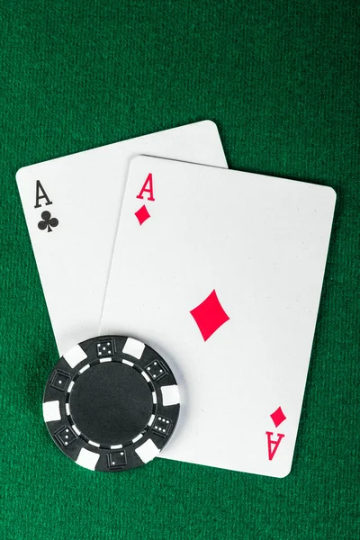 Chip and cards for the poker. — Stock Photo, Image