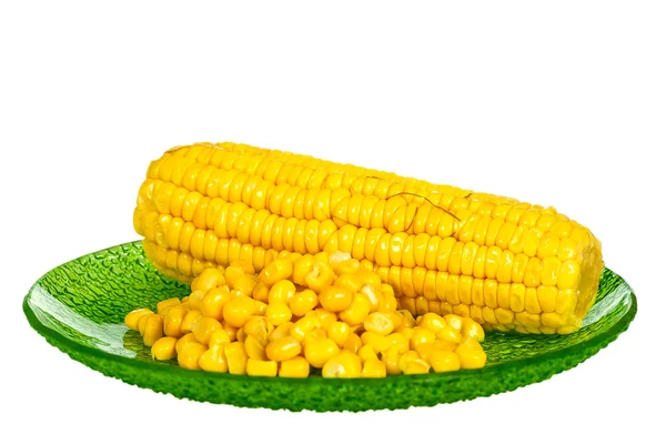 Кукурудзи на зеленій тарілці — стокове фото