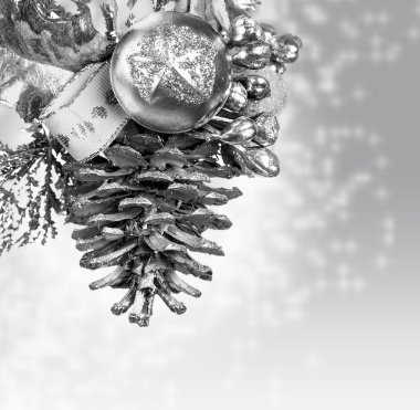 Gümüş topuzu ile Noel arka plan