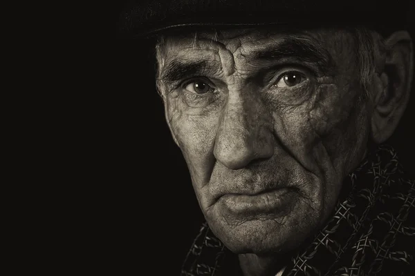 Монохромный портрет пожилого человека Стоковая Картинка