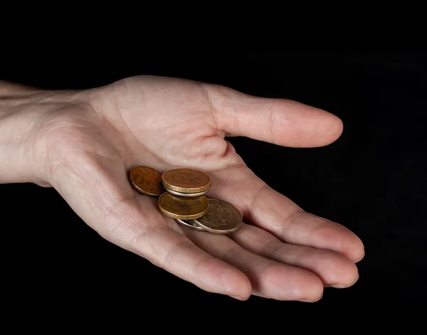 Hand with coins — Stock Photo, Image