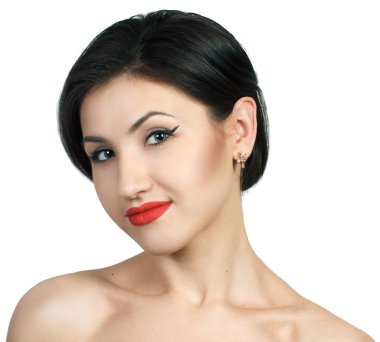 Siyah üstüne beyaz genç kızla Sexy