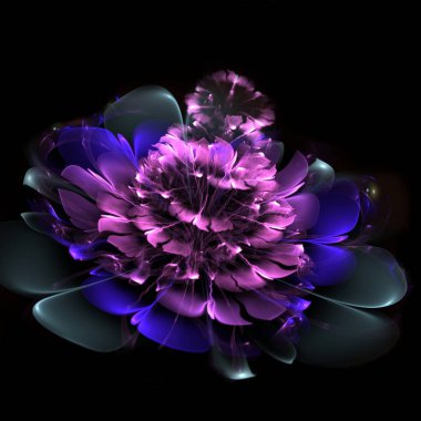 Abstract fractal fantasy flower computer-generated image. Beautiful abstract background for wallpaper, album, poster, booklet. Fractal digital artwork for creative graphic design.