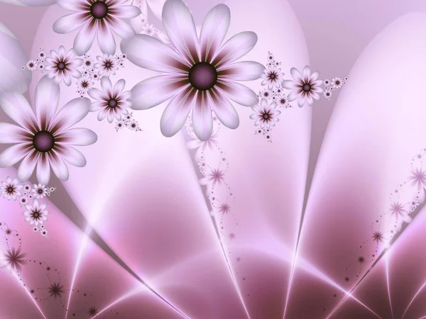 Fondo Ilustración Fractal Púrpura Con Flor Elemento Creativo Para Diseño — Foto de Stock