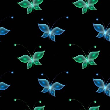 Grafik tasarımı için parlak şeffaf arkaplan. Kelebekli şablon