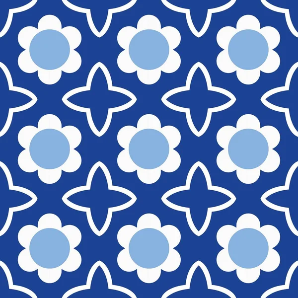 花と青のシームレスな背景 — ストック写真