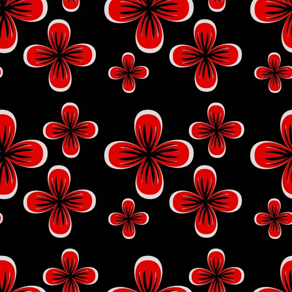 Floral Nahtlosen Hintergrund Rot Schwarze Textur Mit Abstrakten Floralen Mustern — Stockfoto