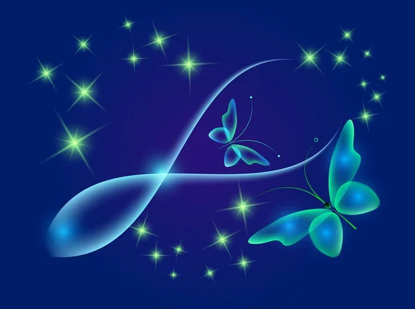 Glowing Image Magic Butterflies Transparent Reflective Background Graphic Design Neon — Stock Photo, Image
