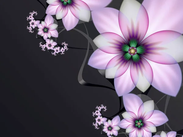 Lila Fraktale Illustration Hintergrund Mit Blume Kreatives Element Für Design — Stockfoto