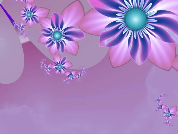 Fundo Ilustração Fractal Roxo Com Flor Elemento Criativo Para Design — Fotografia de Stock