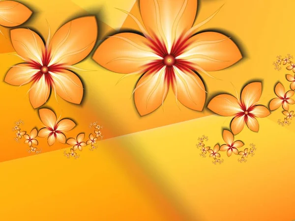 Imagem Fractal Original Com Flores Amarelas Modelo Com Local Para — Fotografia de Stock