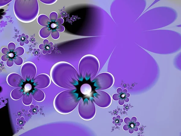 Lila Fraktál Illusztráció Háttér Virág Kreatív Elem Tervezéshez Matematikai Algoritmusból — Stock Fotó