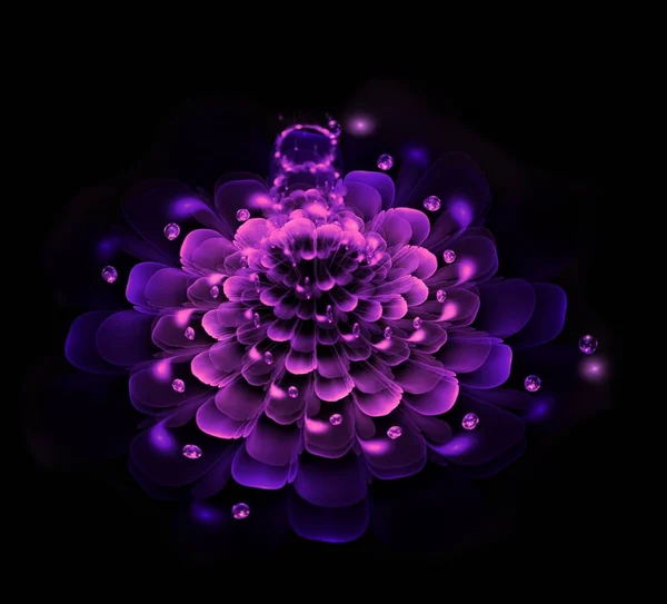 Fractal Fantasy Flower Dark Background — Stockfoto