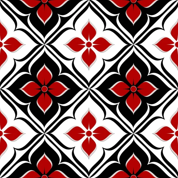 Floral Nahtlosen Hintergrund Rot Schwarze Textur Mit Abstrakten Floralen Mustern — Stockfoto