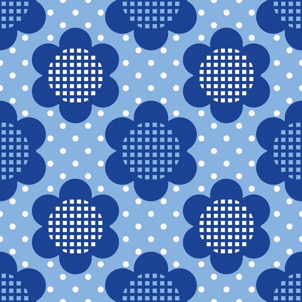 Fondo Azul Blanco Sin Costuras Con Flores — Foto de Stock