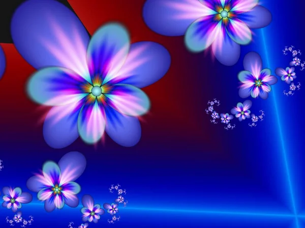 Blaue Fraktale Illustration Hintergrund Mit Blume Kreatives Gestaltungselement Originale Digitale — Stockfoto