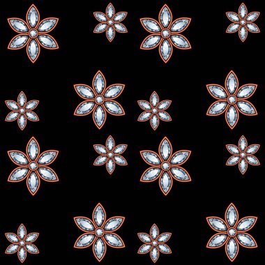 Çiçeksiz arka plan. Soyut çiçek desenli çok renkli doku. Tasarım tekrarlanıyor.