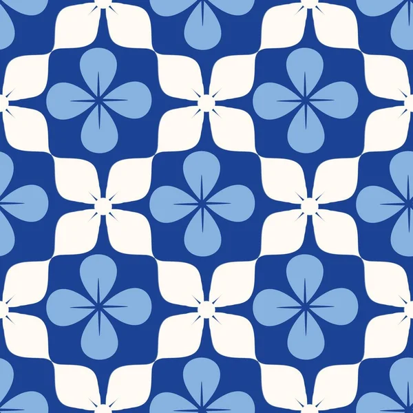 花と青のシームレスな背景 — ストック写真