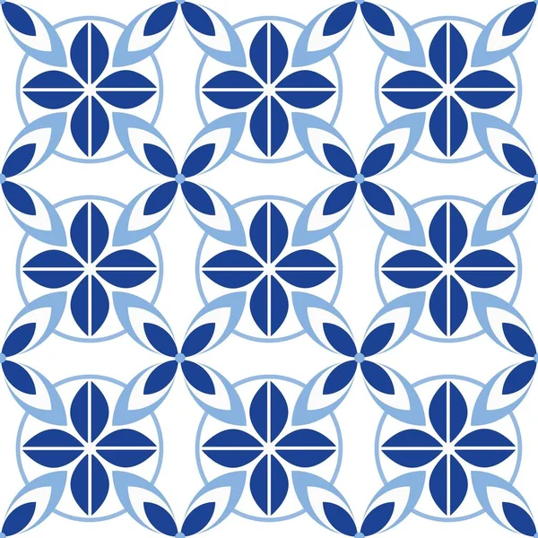 Modrá Bílá Bezešvé Pozadí Květinami — Stock fotografie