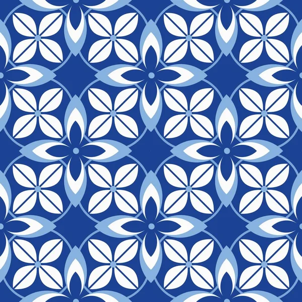 Fondo Azul Blanco Sin Costuras Con Flores — Foto de Stock