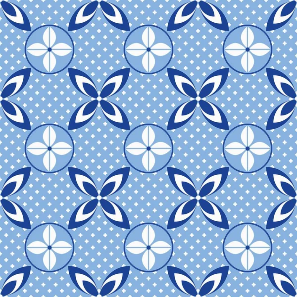 Modrá Bílá Bezešvé Pozadí Květinami — Stock fotografie