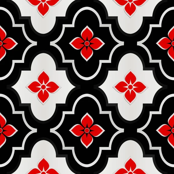 Floral Seamless Background Red Black Texture Abstract Floral Pattern Repeating — Stock Photo, Image