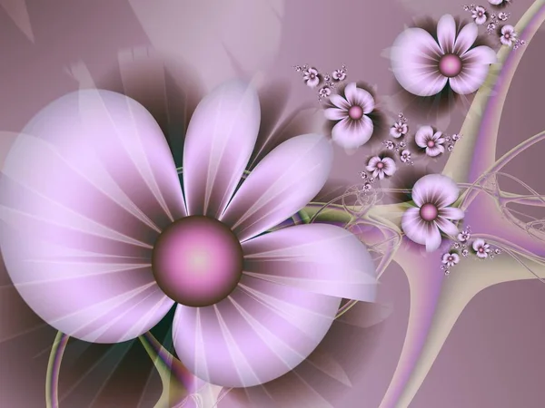 Fractal Image Beautiful Template Inserting Text Purple Color Floral Template — Zdjęcie stockowe
