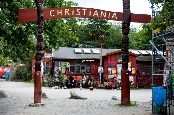 Hippie staden christiania i Köpenhamn, — Stockfoto