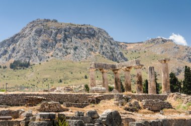 kalıntıları appollo Tapınağı, antik corinth, Yunanistan