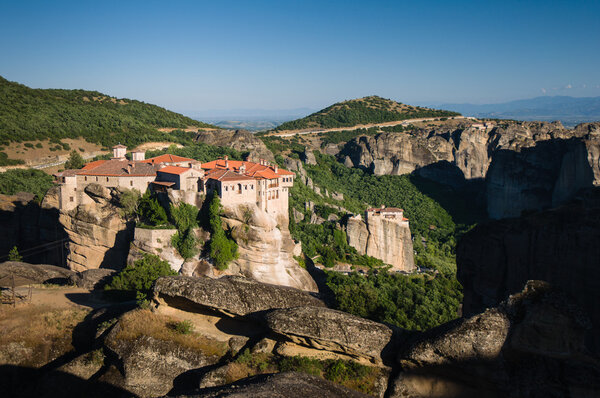 Монастыри Метеора, Греция, вечерний свет
