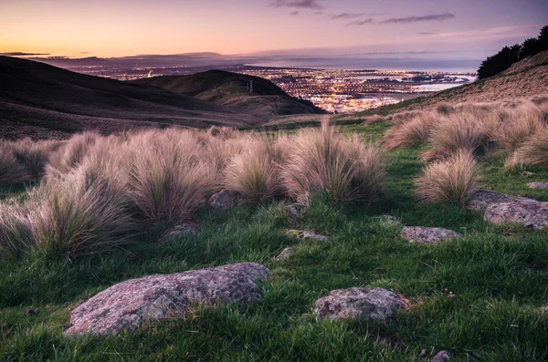 Christchurch, Yeni Zelanda, gün batımında