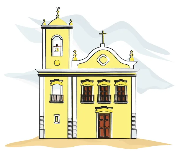 Iglesia dibujado a mano boceto — Vector de stock