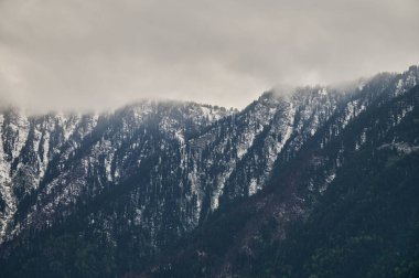Kucherla dağ gölü ve dağ sırasındaki güzel panoramik manzara. Belukha Milli Parkı, Altai Cumhuriyeti, Sibirya, Rusya.