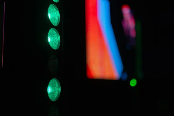LED SMD skärm - teal blå bakgrund närbild. — Stockfoto