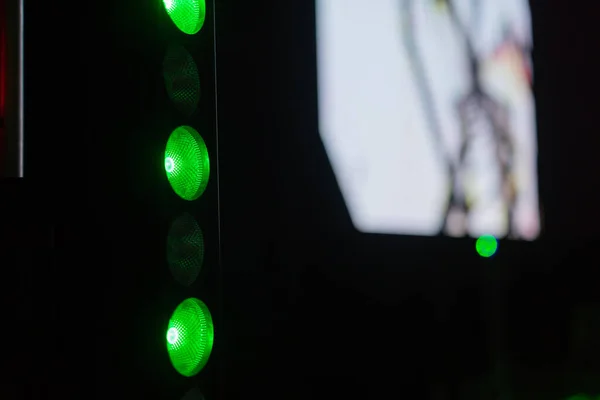 LED SMDスクリーン-ティールブルーの背景クローズアップ. — ストック写真
