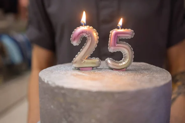 Cake with a number twenty-five on top.Birthday, anniversary. — Fotografia de Stock