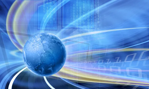 soyut mavi gösterim amacıyla küresel iletişim teknolojisi