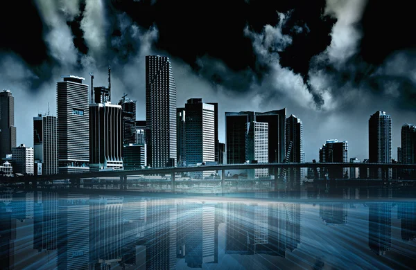 modern futuristik bir şehir soyut gösteren resim