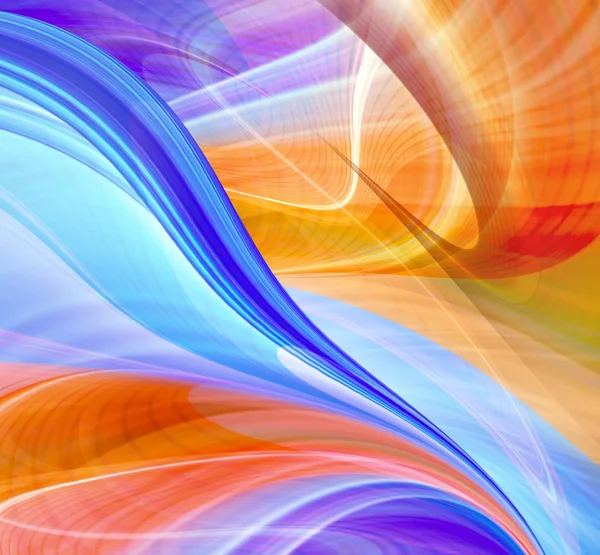Абстрактный фон, скоростное движение изогнутых цветовых линий. Созданная компьютером синяя футуристическая иллюстрация . — стоковое фото