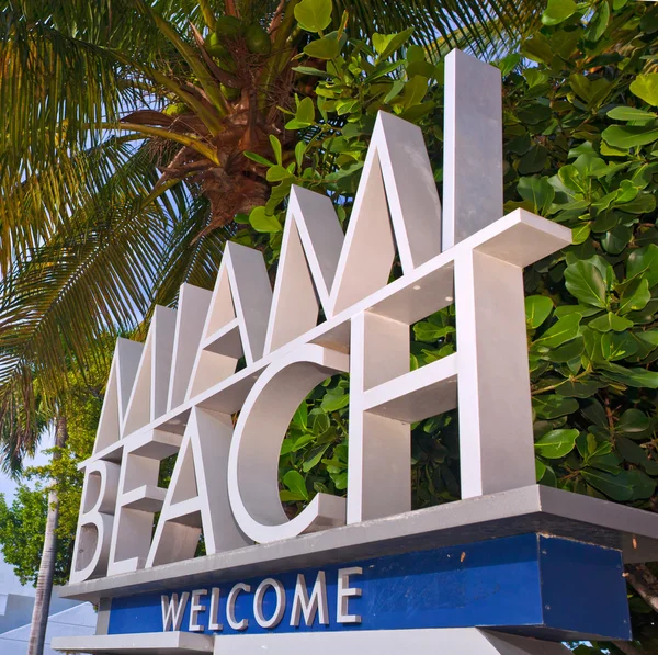 Miami beach florida, Willkommensschild — Stockfoto