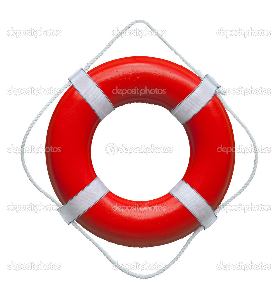 Red ring buoy isolated on white background