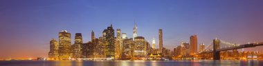 New York City, Amerika Birleşik Devletleri renkli gece manzarası panorama