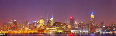 New York City, Amerika Birleşik Devletleri renkli gece manzarası panorama