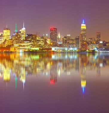 New york city, ABD, skyline panorama günbatımında şehir binaları