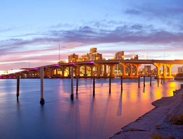 Miami Florida business and residential buildings at sunset — Stock Photo, Image