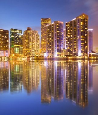 Miami florida iş ve konut gün batımında