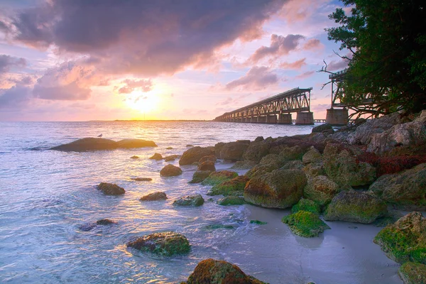 bahia honda, güzel bir tropik günbatımı renkli peyzaj park, key west, florida