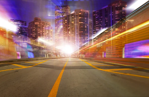 Abstract Illustration of an urban highway going to the modern cit — Stock Photo, Image