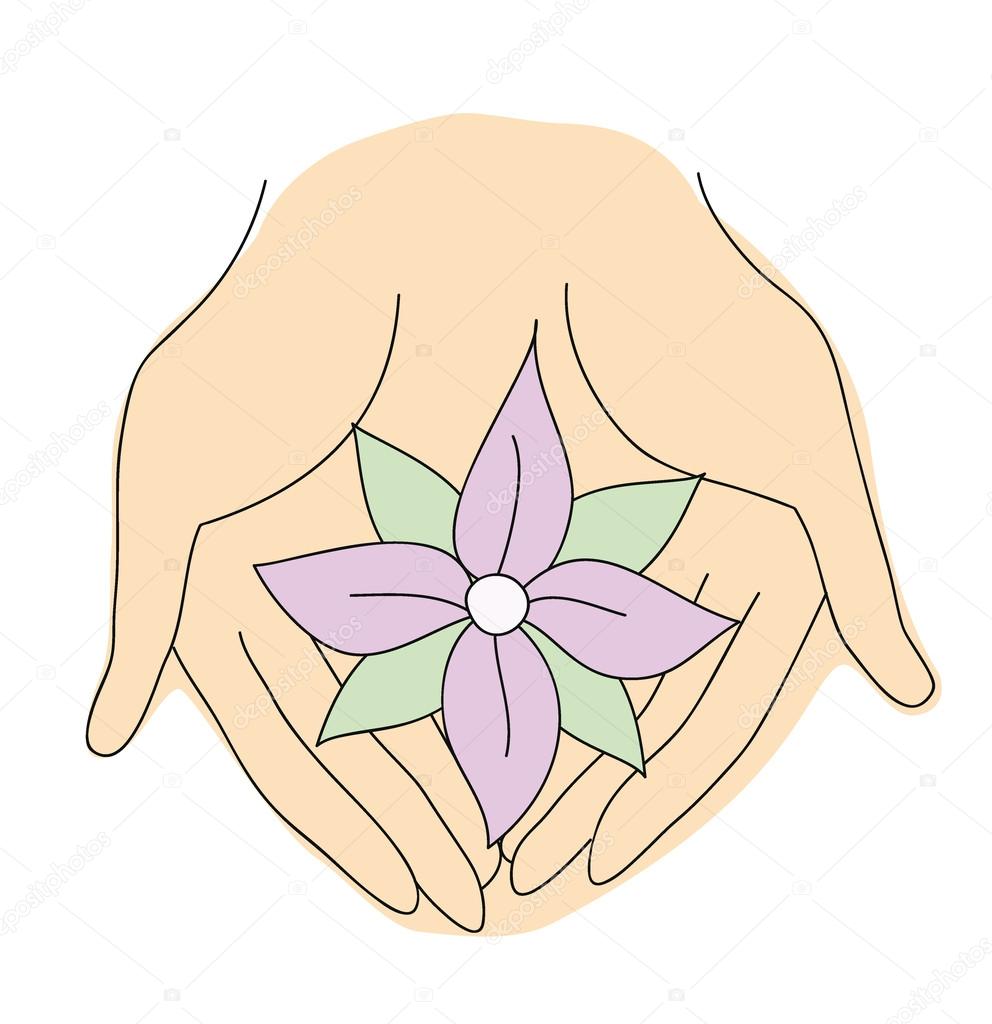 Hands keeping flower