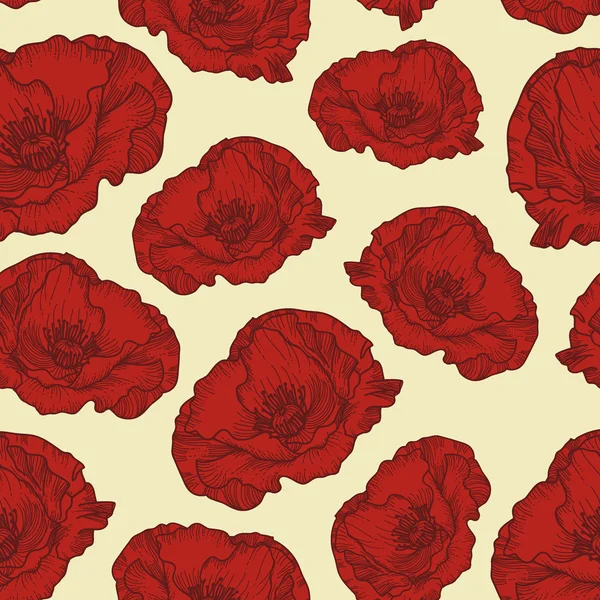 Motif floral vectoriel sans couture avec des coquelicots — Image vectorielle